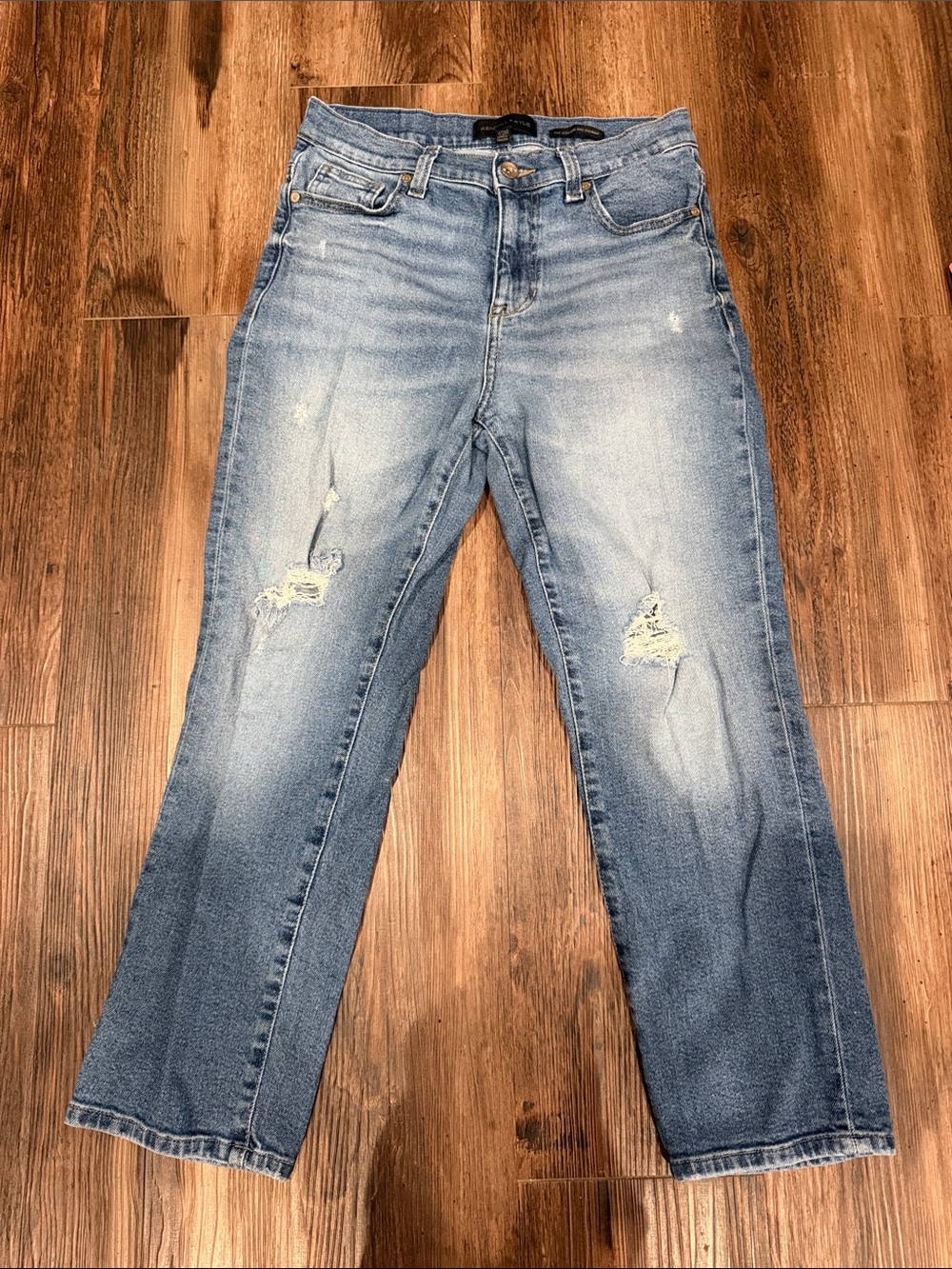 Kendall & Kylie Light Blue Straight-Leg Distressed Jeans
